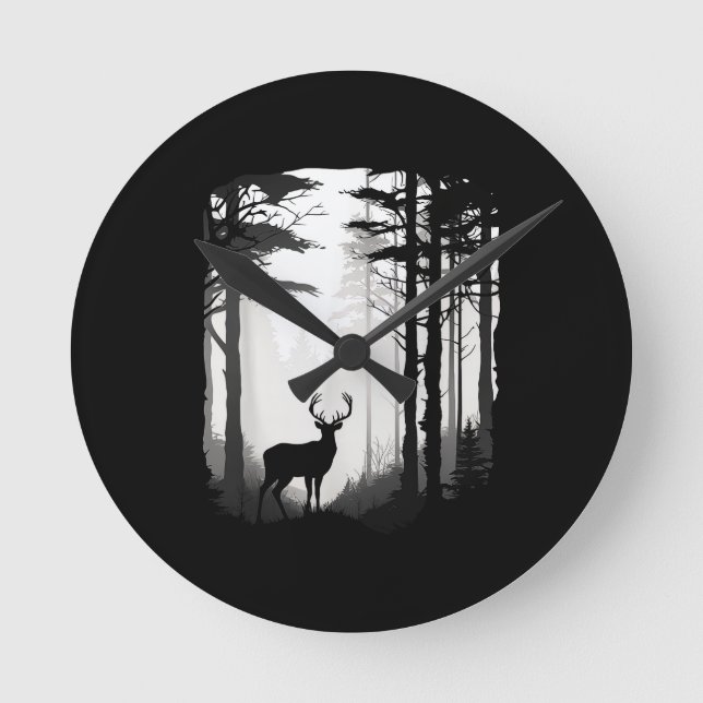 Deer Forest Wildlife Round Clock (Front)