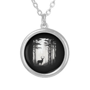 Deer Forest Wildlife Silver Plated Necklace