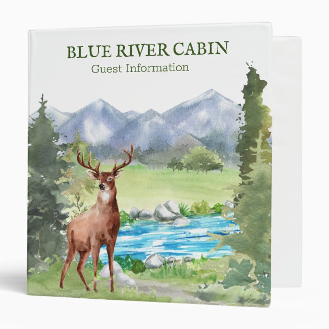 Deer Forest Woodland Cabin Guest Information  3 Ring Binder (Front/Inside)