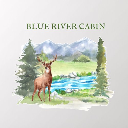 Deer Forest Woodland Cabin Mountain Home  Wall Decal