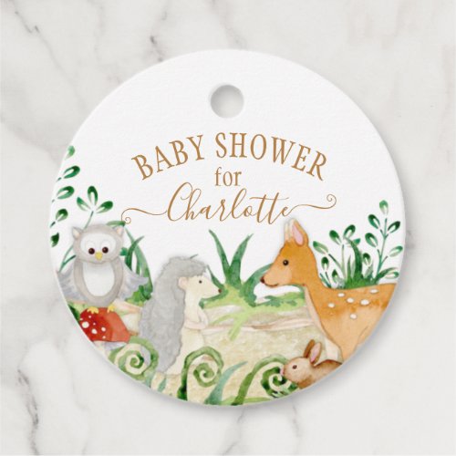 Deer Forest Woodsy BOHO Fox Owl Gray Baby Shower Favor Tags