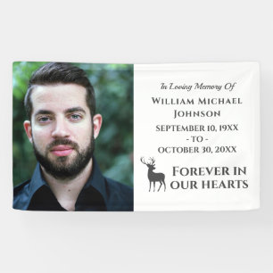 Deer Forever In Our Hearts Custom Photo Memorial Banner