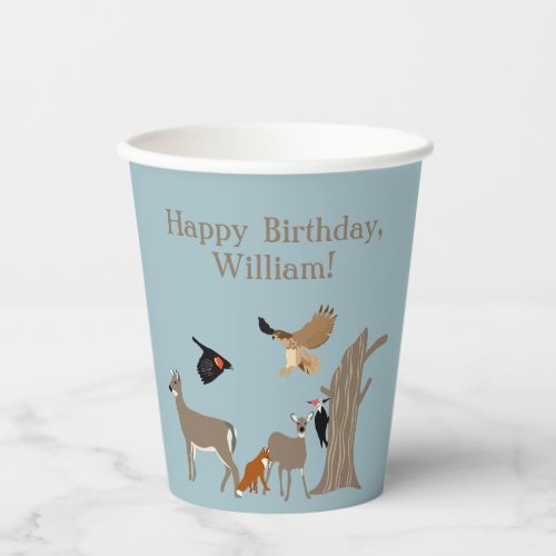 Deer Fox and Birds Animals Custom Message Party Paper Cups