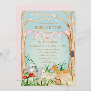 Deer Fox Forest Cute Animal Rabbit Owl Baby Shower Invitation