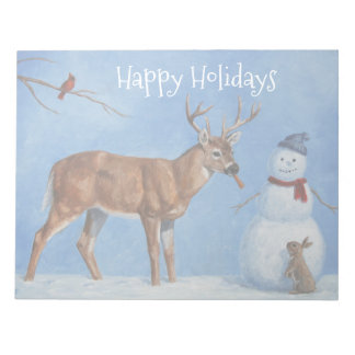 Deer & Funny Snowman Christmas Notepad