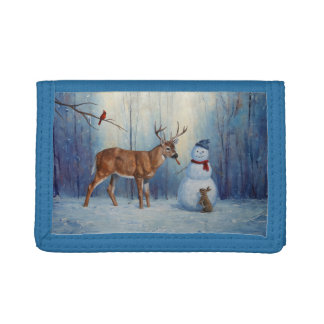 Deer & Funny Snowman Christmas Trifold Wallet