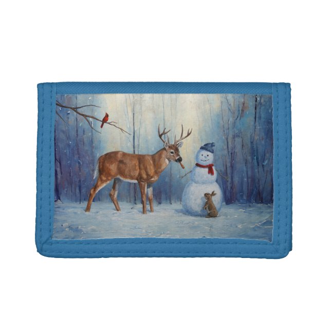 Deer & Funny Snowman Christmas Trifold Wallet (Front)