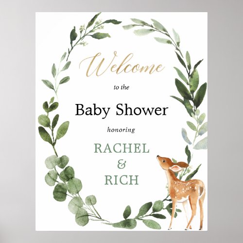 Deer gender neutral baby shower welcome sign