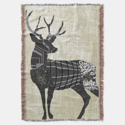 Deer Geometric Abstract Pattern Lodge Boys Throw Blanket