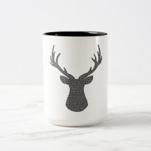 Deer - geometric pattern - black and white.