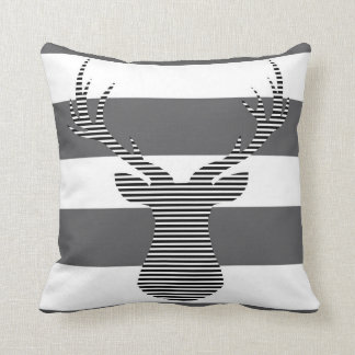 Deer - geometric pattern - gray and white. throw pillow