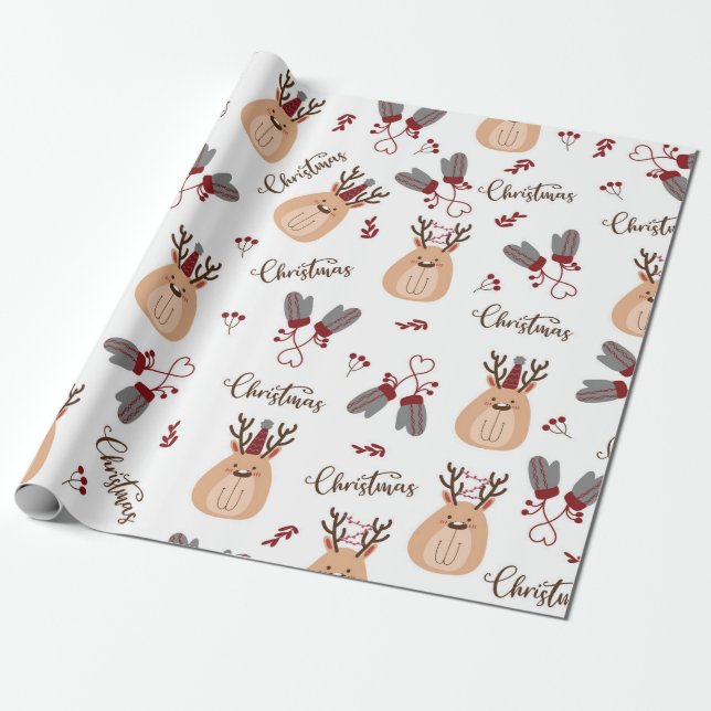 Deer Gifts Christmas Presents Wrapping Paper (Unrolled)