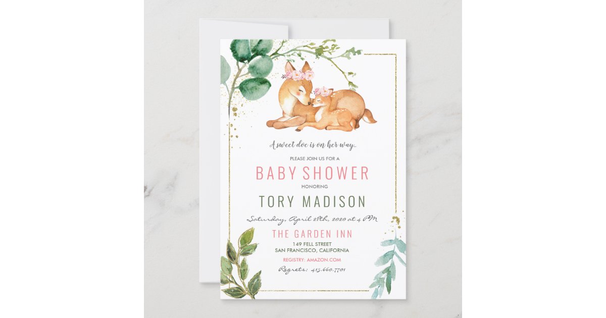 Deer Girl Baby Shower Invitation | Zazzle