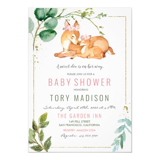 Deer Girl Baby Shower Invitation | Zazzle.com