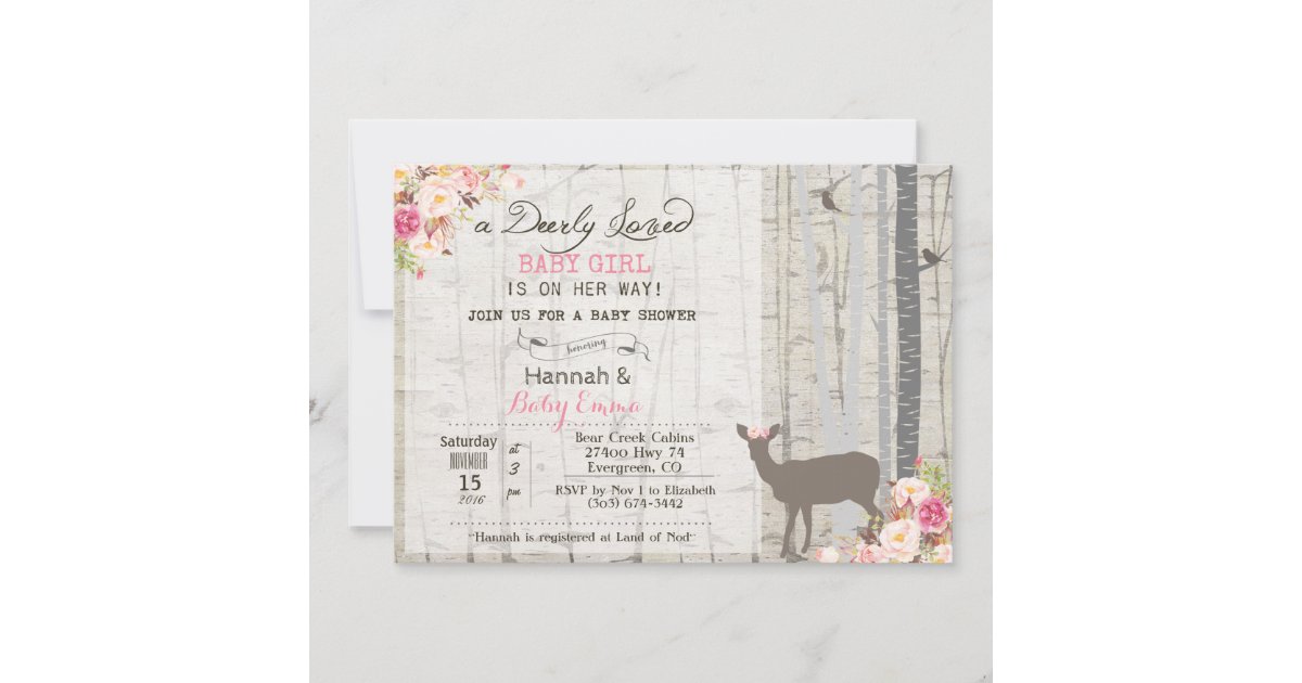 Deer Girl Baby Shower Invitation | Zazzle