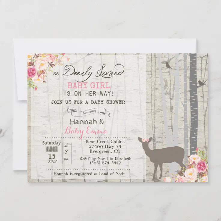 Deer Girl Baby Shower Invitation | Zazzle
