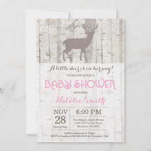 Deer Girl Baby Shower Invitation Rustic Woodland