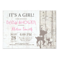 Deer Girl Baby Shower Invitation Rustic Woodland