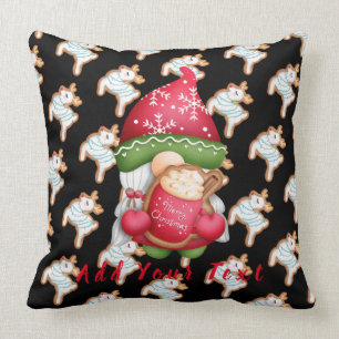 Deer Gnome Customize Text and Color 20"X20" Throw Pillow