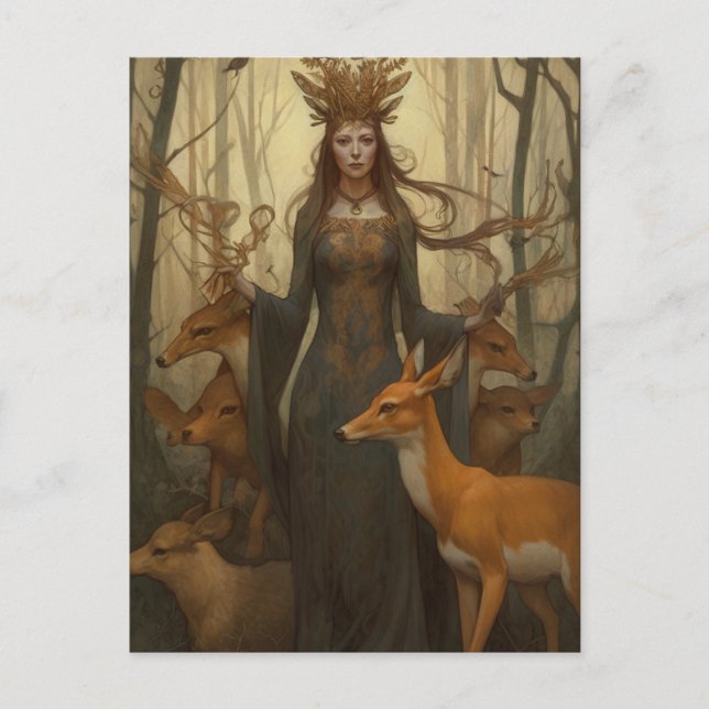 Deer Goddess in the Woods Postcard (Front)