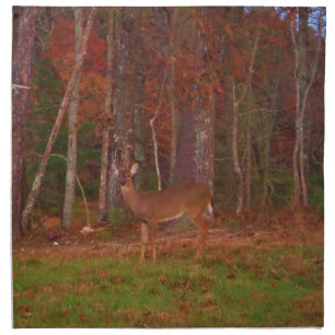 Deer , Green Grass red and Gold leaves Napkin