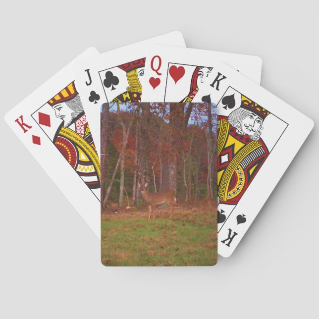 Deer , Green Grass red and Gold leaves Poker Cards (Back)