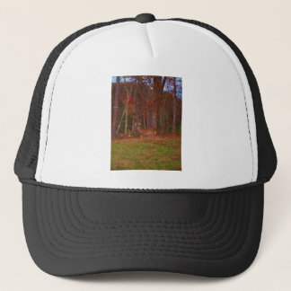 Deer , Green Grass red and Gold leaves Trucker Hat