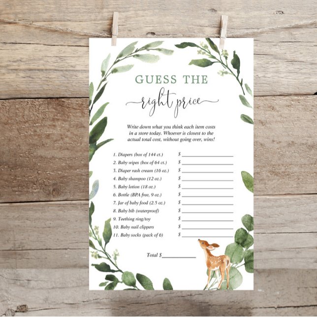 Deer Guess the right price baby shower game (Creator Uploaded)