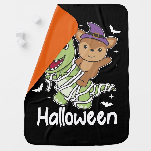 Deer Happy Halloween T-rex Mummy Costume Baby Blanket (In Situ)