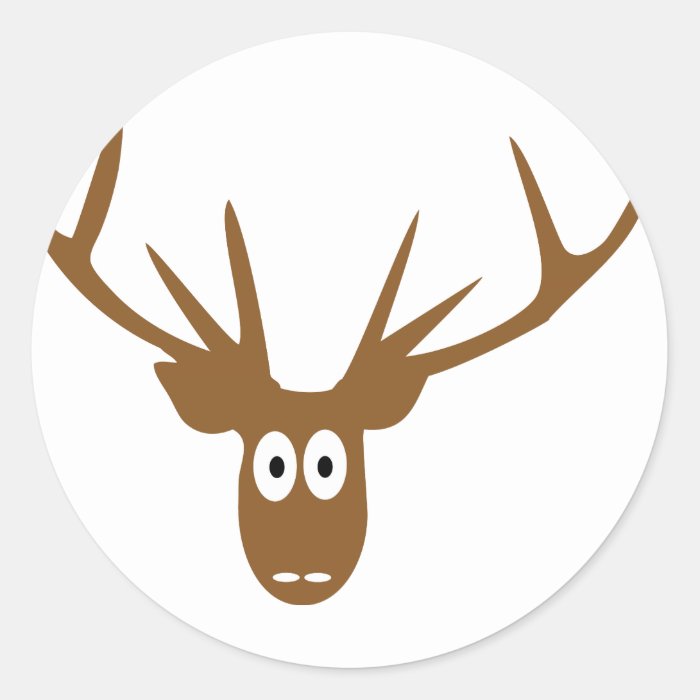 deer head antler round stickers