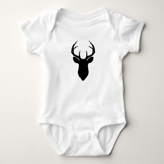 Deer Head Antlers Rustic Country Modern Baby Bodysuit (Front)