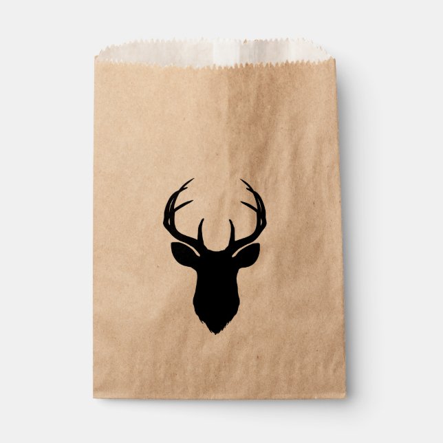 Deer Head Antlers Rustic Country Modern Favor Favor Bag (Front)