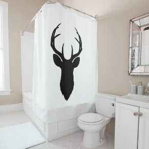Deer Head Antlers Rustic Country Modern Shower Curtain