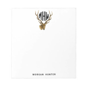 Deer Head Black Circle Monogram Font Notepad