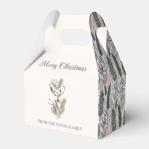 Deer head botanical Christmas Personalized Favor Boxes