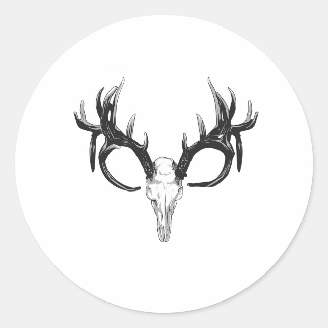 Deer head classic round sticker (Front)