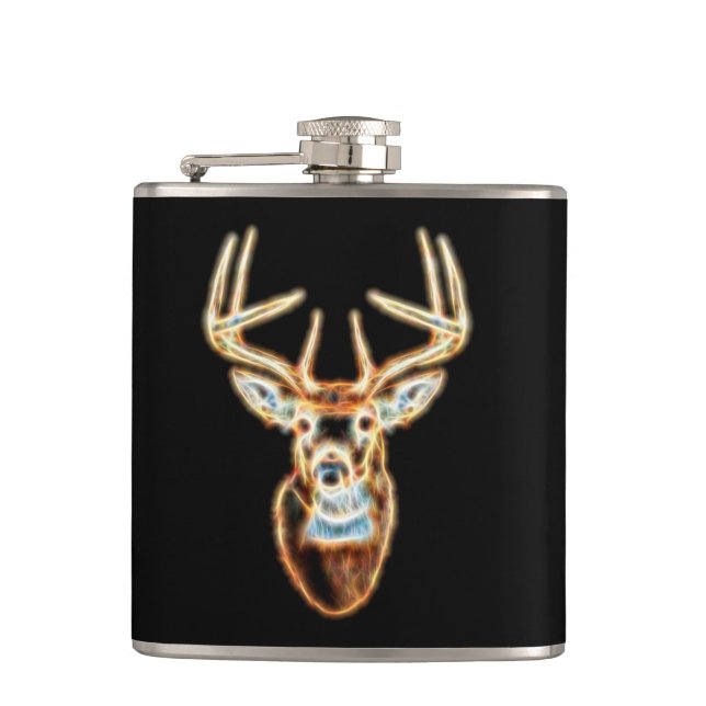 Deer Head Energy Spirit designs Hip Flask (Front)