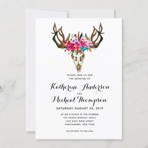 Deer Head Floral Wedding Invitation