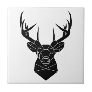Deer Head Geometric Ai File Deer Silhouette Stag P Ceramic Tile