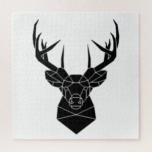 Deer Head Geometric Ai File Deer Silhouette Stag P Jigsaw Puzzle