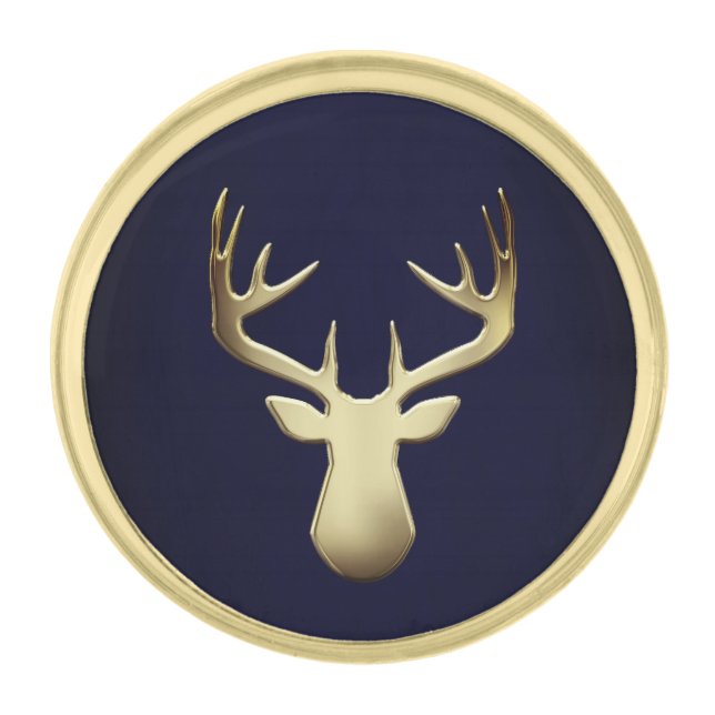 Deer Head Gold Finish Lapel Pin (Front)