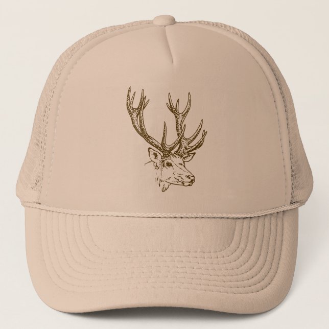 Deer Head Graphic Trucker Hat (Front)
