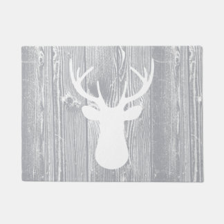 Deer Head Grey Wood Pattern Doormat