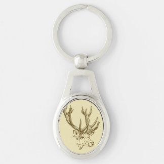 Deer Head Illustration Graphic Keychain