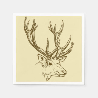 Deer Head Illustration Graphic Napkins