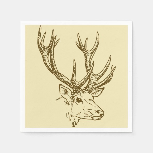 Deer Head Illustration Graphic Napkins (Front)
