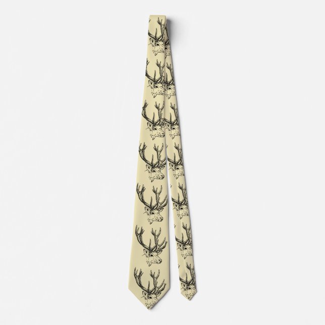 Deer Head Illustration Graphic Neck Tie (Front)