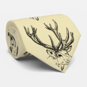 Deer Head Illustration Graphic Neck Tie (Rolled)