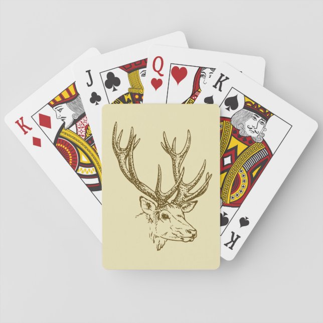 Deer Head Illustration Graphic Playing Cards (Back)