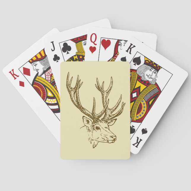 Deer Head Illustration Graphic Poker Cards (Back)